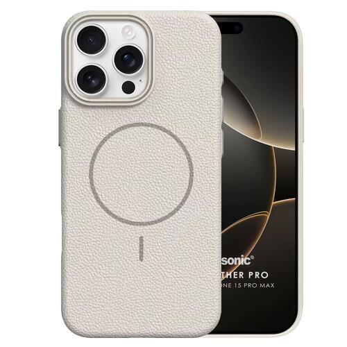 Microsonic Apple iPhone 15 Pro Max Kılıf MagLeather Pro Bej