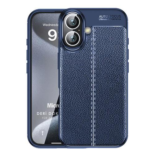 Microsonic Apple iPhone 17 Kılıf Deri Dokulu Silikon Lacivert
