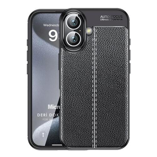 Microsonic Apple iPhone 17 Kılıf Deri Dokulu Silikon Siyah