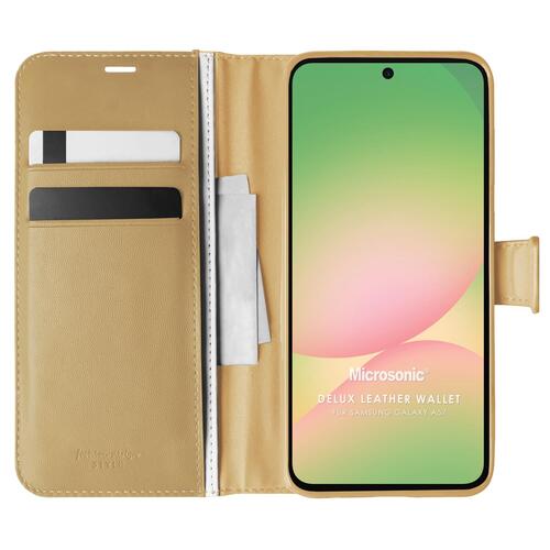 Microsonic Samsung Galaxy A57 Kılıf Delux Leather Wallet Gold