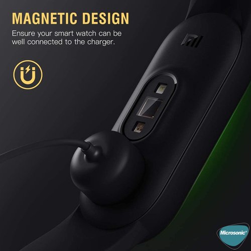 Microsonic Xiaomi Mi Band 5 Manyetik USB Şarj Kablosu Siyah