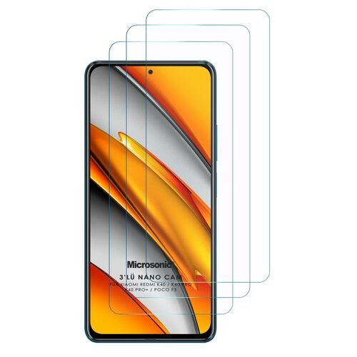 Microsonic Xiaomi Redmi K40 Pro Screen Protector Nano Glass Cam Ekran Koruyucu (3'lü Paket)