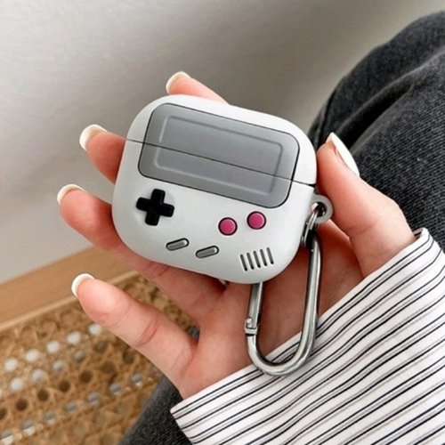 Microsonic AirPods 3. Nesil Kılıf Cartoon Figürlü Silikon Retro Nintendo Gameboy Gri