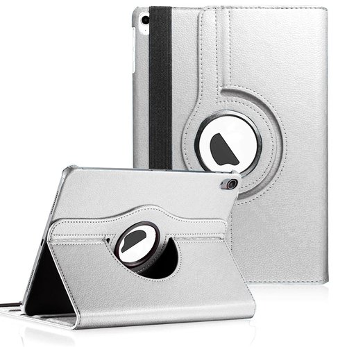 Microsonic Apple iPad Air 13 2024 Kılıf (A2898-A2899) 360 Rotating Stand Deri Gümüş