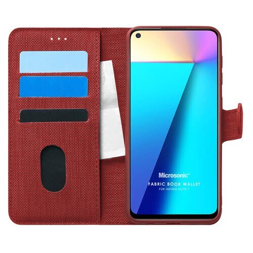 Microsonic Infinix Note 7 Kılıf Fabric Book Wallet Kırmızı