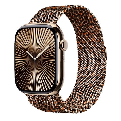 Microsonic Apple Watch SE 3 44mm Kordon Luxe Metal Leopard Rose Gold