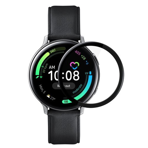 Microsonic Samsung Galaxy Watch Active 2 44mm Tam Kaplayan Temperli Cam Full Ekran Koruyucu Siyah