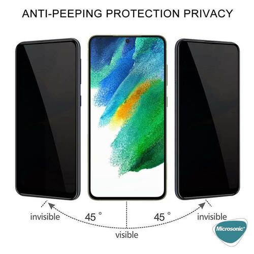 Microsonic Samsung Galaxy S21 FE Privacy 5D Gizlilik Filtreli Cam Ekran Koruyucu Siyah