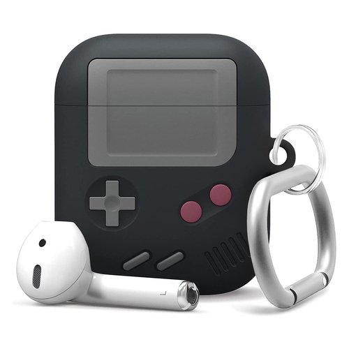 Microsonic AirPods 1. Nesil / 2. Nesil Kılıf Cartoon Figürlü Silikon Retro Nintendo Gameboy Siyah