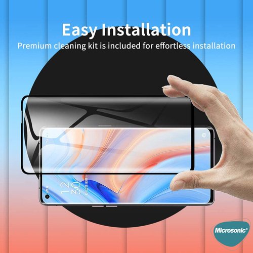 Microsonic Oppo Reno 4 Pro Tam Kaplayan Temperli Cam Ekran Koruyucu Siyah