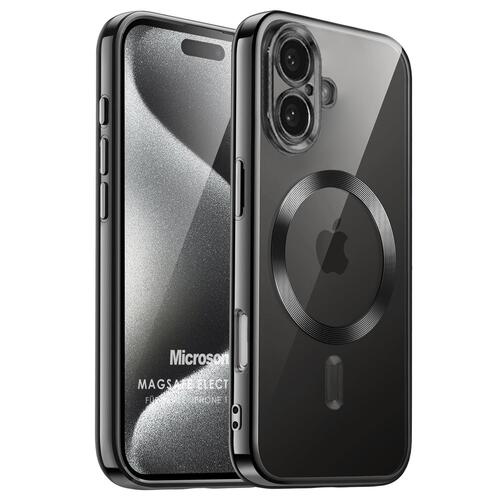 Microsonic Apple iPhone 17 Kılıf MagSafe Luxury Electroplate Siyah