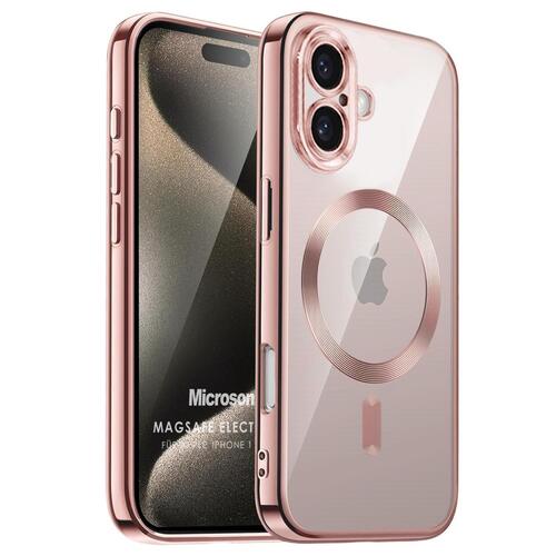 Microsonic Apple iPhone 17 Kılıf MagSafe Luxury Electroplate Rose Gold