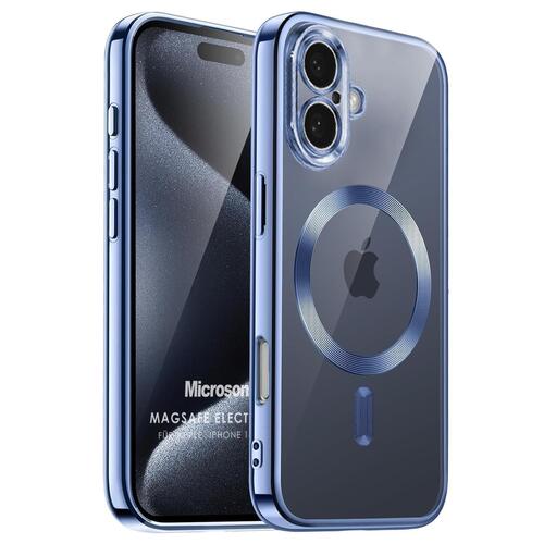 Microsonic Apple iPhone 17 Kılıf MagSafe Luxury Electroplate Mavi