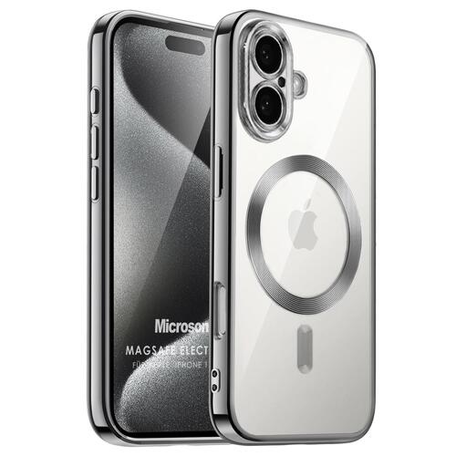 Microsonic Apple iPhone 17 Kılıf MagSafe Luxury Electroplate Koyu Gri