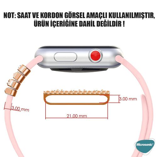 Microsonic Apple Watch SE 3 44mm Kordon Süsü Charm Hamsa ve Nazar Boncuğu