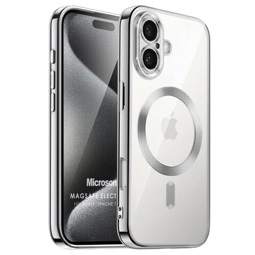 Microsonic Apple iPhone 17 Kılıf MagSafe Luxury Electroplate Gümüş