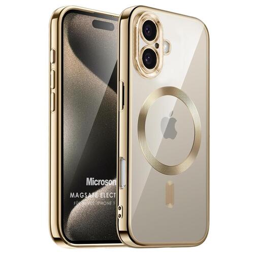 Microsonic Apple iPhone 17 Kılıf MagSafe Luxury Electroplate Gold