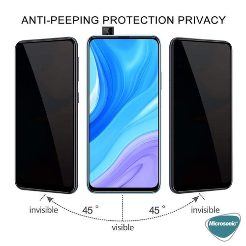 Microsonic Huawei Y9S Privacy 5D Gizlilik Filtreli Cam Ekran Koruyucu Siyah