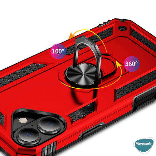 Microsonic Apple iPhone 17 Kılıf Military Ring Holder Siyah