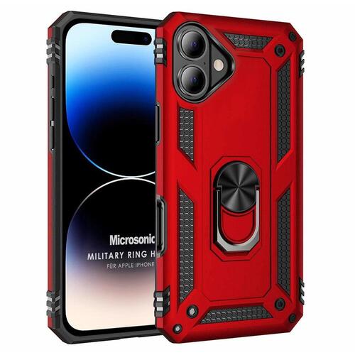 Microsonic Apple iPhone 17 Kılıf Military Ring Holder Kırmızı