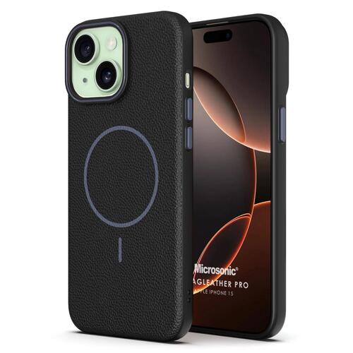 Microsonic Apple iPhone 15 Kılıf MagLeather Pro Siyah