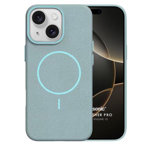 Microsonic Apple iPhone 15 Kılıf MagLeather Pro Mavi