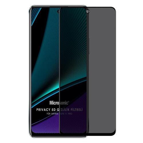 Microsonic Infinix Note 11 Pro Privacy 5D Gizlilik Filtreli Cam Ekran Koruyucu Siyah