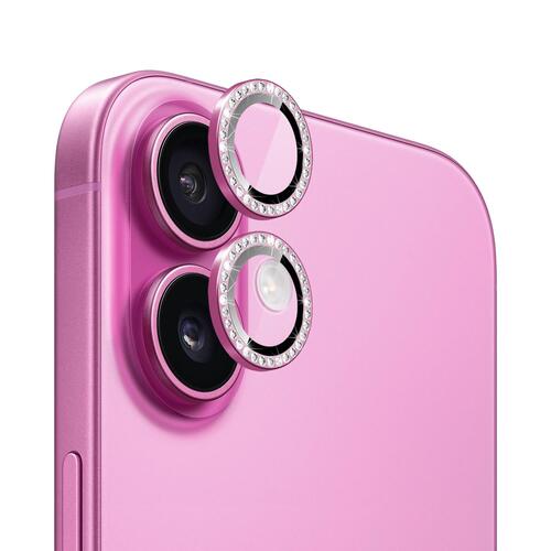 Microsonic Apple iPhone 17 Tekli Diamond Taşlı Kamera Koruma Camı Pembe