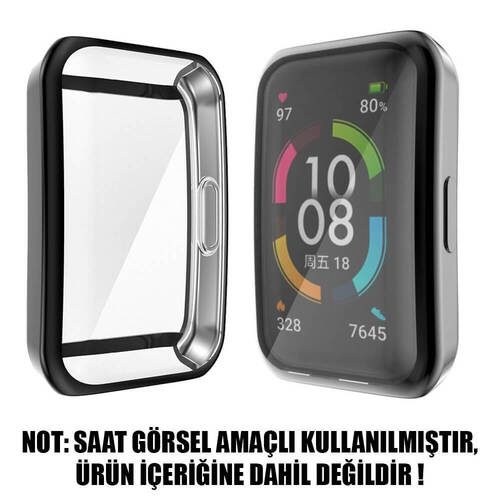 Microsonic Huawei Band 7 Kılıf 360 Full Round Soft Silicone Gümüş