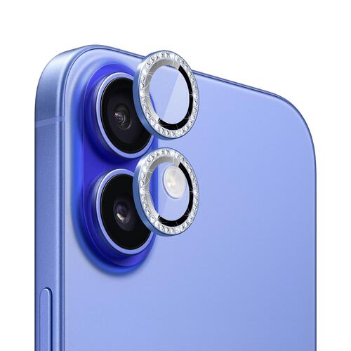 Microsonic Apple iPhone 17 Tekli Diamond Taşlı Kamera Koruma Camı Mavi