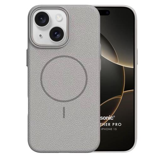 Microsonic Apple iPhone 15 Kılıf MagLeather Pro Gri