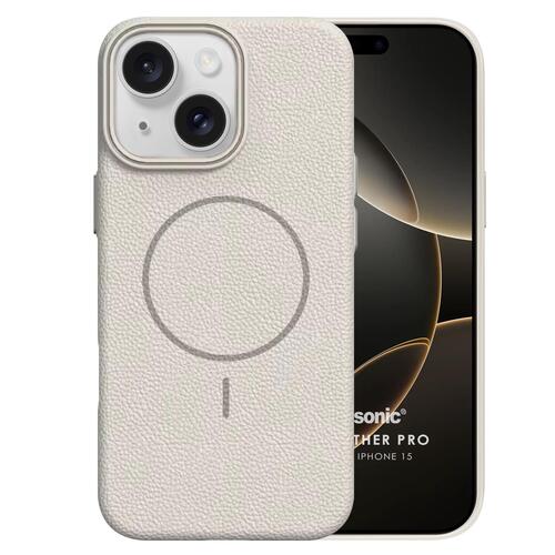 Microsonic Apple iPhone 15 Kılıf MagLeather Pro Bej