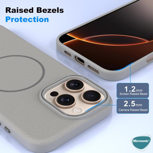 Microsonic Apple iPhone 15 Kılıf MagLeather Pro Bej