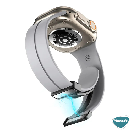 Microsonic Apple Watch SE 3 44mm Kordon Ribbon Line Beyaz Siyah