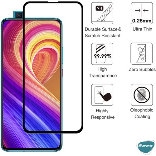 Microsonic Xiaomi Poco F2 Pro Tam Kaplayan Temperli Cam Ekran Koruyucu Siyah