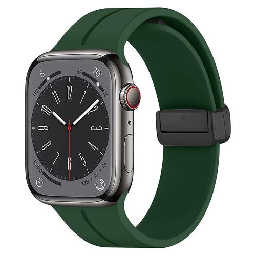 Microsonic Apple Watch SE 3 44mm Kordon Ribbon Line Koyu Yeşil