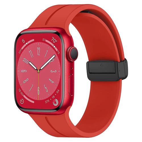 Microsonic Apple Watch SE 3 44mm Kordon Ribbon Line Kırmızı
