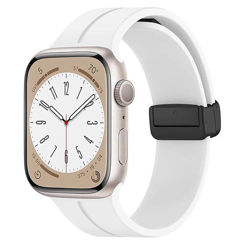 Microsonic Apple Watch SE 3 44mm Kordon Ribbon Line Beyaz