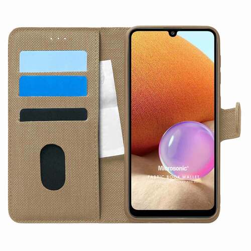 Microsonic Samsung Galaxy A32 4G Kılıf Fabric Book Wallet Gold