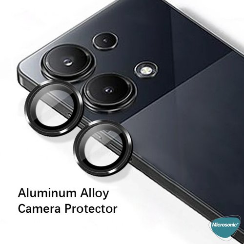 Microsonic Xiaomi Poco M6 Pro 4G Tekli Kamera Lens Koruma Camı Siyah