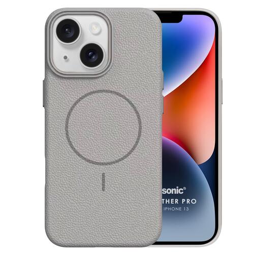 Microsonic Apple iPhone 13 Kılıf MagLeather Pro Gri