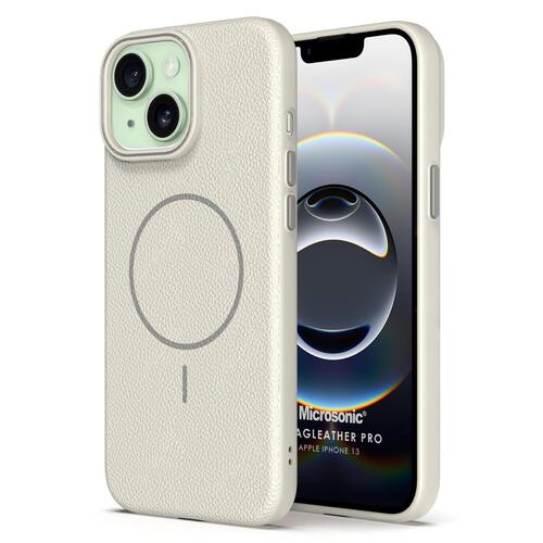 Microsonic Apple iPhone 13 Kılıf MagLeather Pro Bej