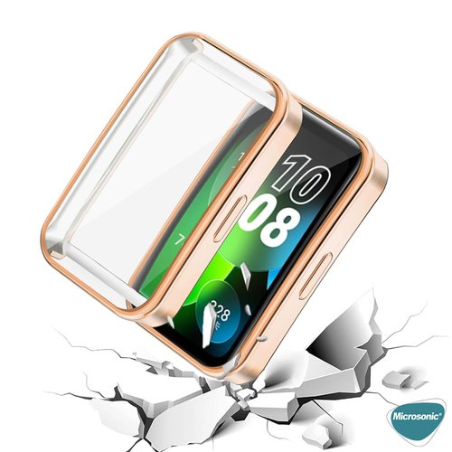 Microsonic Huawei Band 8 Kılıf 360 Full Round Soft Silicone Rose Gold