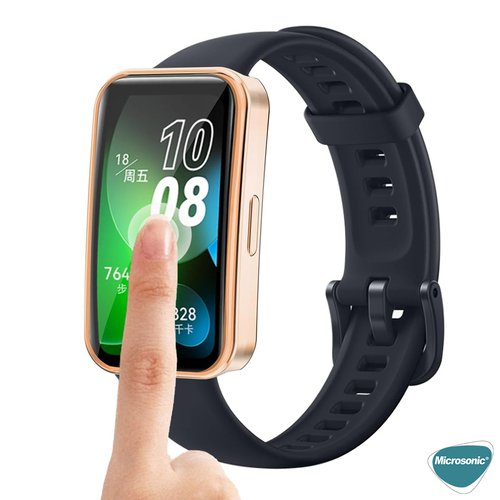 Microsonic Huawei Band 8 Kılıf 360 Full Round Soft Silicone Rose Gold