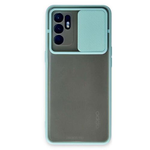 Microsonic Oppo Reno 6 4G Kılıf Slide Camera Lens Protection Turkuaz