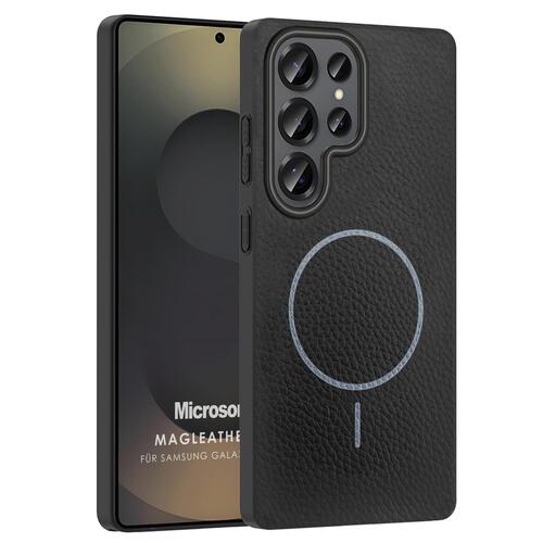 Microsonic Samsung Galaxy S25 Ultra Kılıf MagLeather Pro Siyah