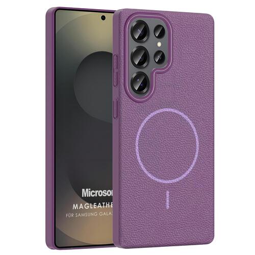 Microsonic Samsung Galaxy S25 Ultra Kılıf MagLeather Pro Lila