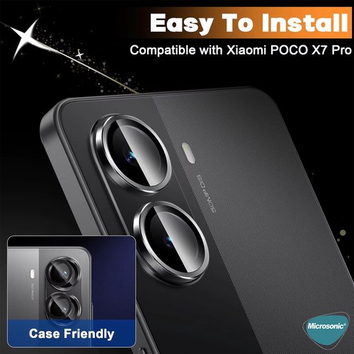 Microsonic Xiaomi Poco X7 Pro Tekli Kamera Lens Koruma Camı Siyah