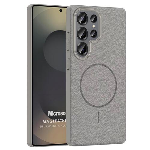 Microsonic Samsung Galaxy S25 Ultra Kılıf MagLeather Pro Gri
