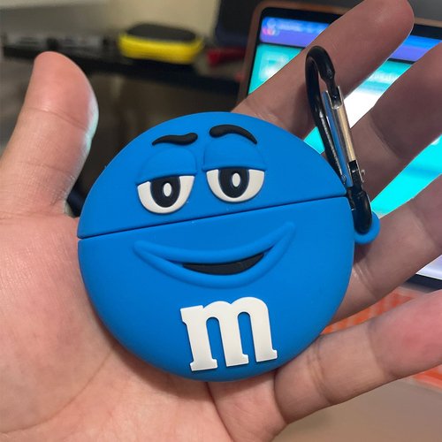 Microsonic AirPods 1. Nesil / 2. Nesil Kılıf Cartoon Figürlü Silikon M&M`s Mavi